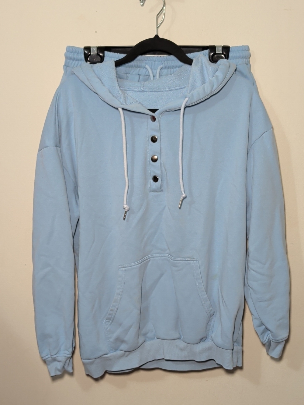 Baby Blue Short Set 1/4 Snap Hoodie High Waist Shorts Comfy Women's Size XL